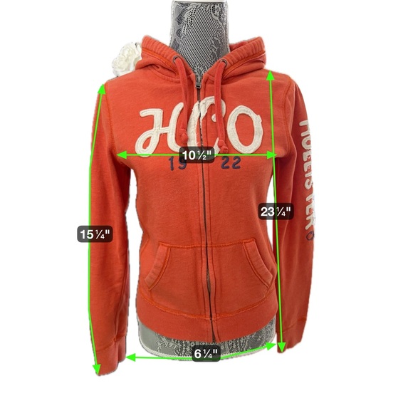 Y2K Hollister HCO Full-Zip Hoodie Orange Chenille Logo Size L - Picture 16 of 16